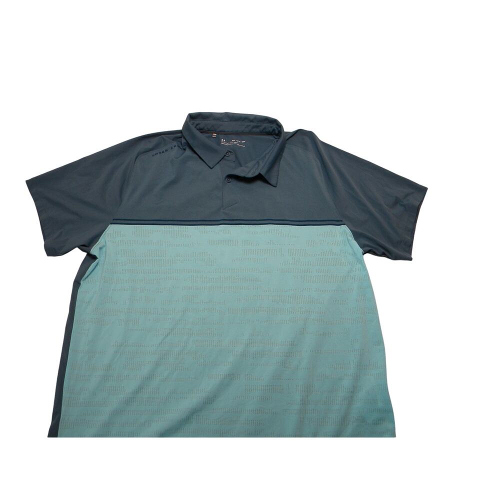 Under Armour HeatGear polo shirt, blue colorblock, size‎ 2XL, moisture wicking